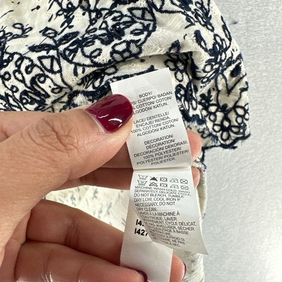 Lucky Brand Womens Peasant Tops S Cream Boho Flutter Sleeve Crochet Lace Boho - Picture 6 of 16